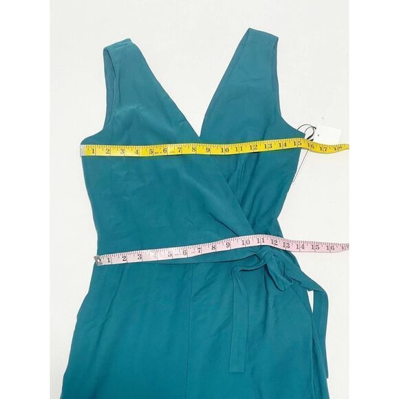1.State Women's Twill Sleeveless V-Neck Wrap Front Jumpsuit Emerald Green Size 0 - Picture 8 of 16
